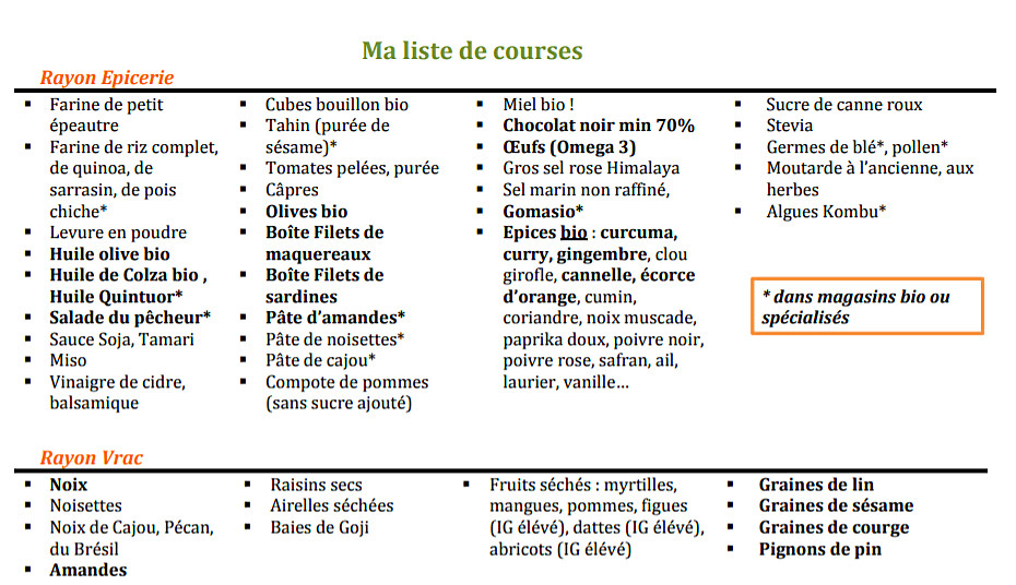 liste courses